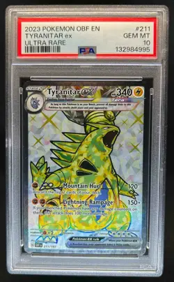 2023 Pokemon SV Obsidian Flames OBF EN Tyranitar ex #211/197 PSA 10 - Image 1