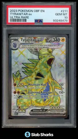 2023 POKEMON SV OBSIDIAN FLAMES - OBF EN #211/197 TYRANITAR EX ULTRA RARE PSA 10 - Image 1