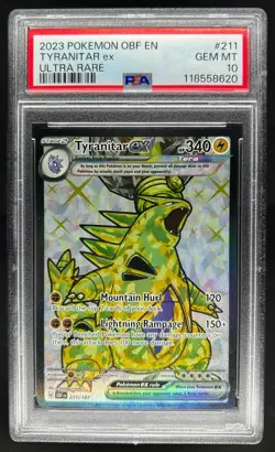 2023 Pokemon SV Obsidian Flames - OBF EN Tyranitar ex #211/197 PSA 10 - Image 1