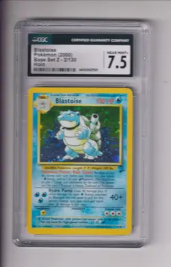 BLASTOISE 2/130 BASE SET 2 POKEMON HOLO RARE SWIRL TCG CARD CGC 7.5 NEAR MINT + - Image 1