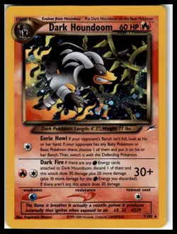 Dark Houndoom Pokemon TCG Card Neo Destiny 7/105 Unlimited Holo Rare LP - Image 1