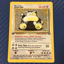 1999 Pokemon Snorlax 1st Edition Holo Card #11/64 - Rare Jungle - TCG. NM Crisp - Image 1