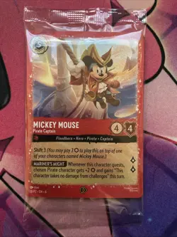 Glimmer Foil Mickey Mouse Pirate Captain 18/P2 Sealed Lorcana Holo Promo Card - Image 1