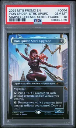 2025 MTG PROMOS MARVEL LEGENDS SER FIGURE IRON SPIDER, STARK UPGRADE PSA 10 - Image 1