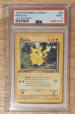 JUNGLE PIKACHU, 1ST EDITION, PSA 9, 60/64, POKEMON 1999 JUNGLE SET - Image 1