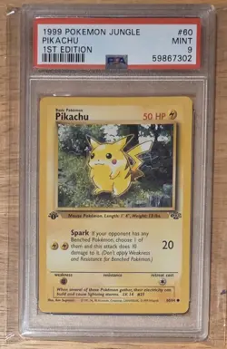JUNGLE PIKACHU, 1ST EDITION, PSA 9, 60/64, POKEMON 1999 JUNGLE SET - Image 1