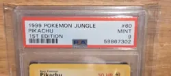 JUNGLE PIKACHU, 1ST EDITION, PSA 9, 60/64, POKEMON 1999 JUNGLE SET - Image 2