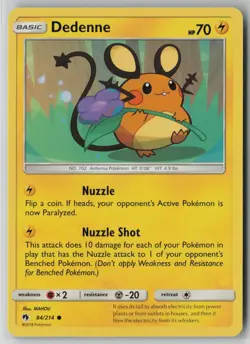 Dedenne 84/214 Pokemon Lost Thunder Common Light Play Card - Image 1