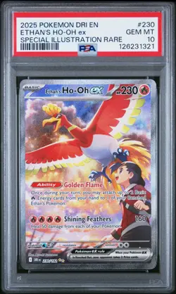2025 POKEMON DESTINED RIVALS 230/182 ETHAN'S HO-OH EX ILLUSTRATION RARE PSA 10 - Image 1