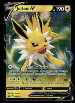 Pokemon Cards Jolteon V SWSH151 SWSH Black Star Promo NM - Image 1