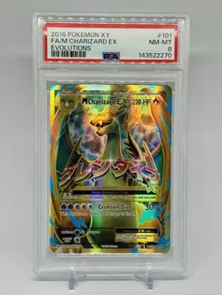 2016 POKEMON XY EVOLUTIONS #101 FULL ART/M CHARIZARD EX PSA 8 - Image 1