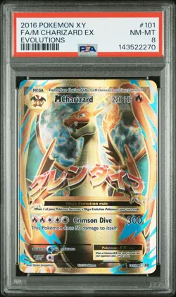 2016 POKEMON XY EVOLUTIONS #101 FULL ART/M CHARIZARD EX PSA 8 - Image 3