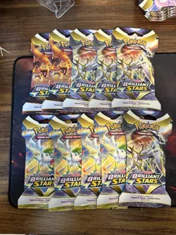 Pokemon TCG Brilliant Stars Sleeved Booster Pack Lot Of 10 - Image 1