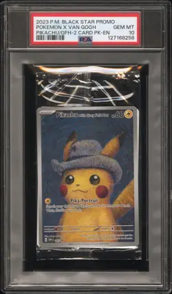 PSA 10 Pikachu x Van Gogh Grey Felt Hat Sealed Promo SVP 085 Pokemon Card Game # - Image 1
