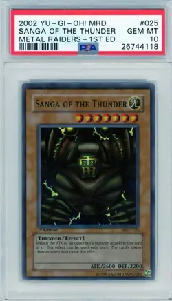 2002 Yu-Gi-Oh! Metal Raiders 1st Ed Sanga Of The Thunder #025 PSA 10 Gem Mint - Image 1