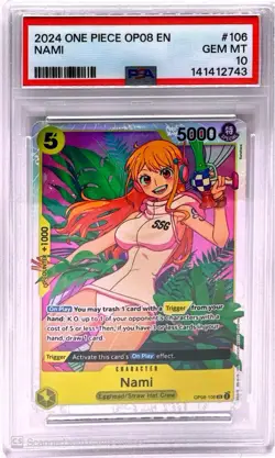 Nami Super Rare OP08 106 English One Piece Card PSA 10 GEM MINT English 2024 - Image 1