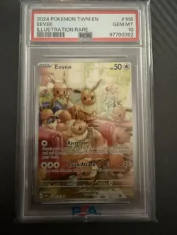 Pokemon TCG Eevee 188/167 IR Twilight Masquerade 2024 Rare PSA 10 Gem Mint - Image 1