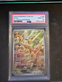 Pokemon TCG Eevee 188/167 IR Twilight Masquerade 2024 Rare PSA 10 Gem Mint - Image 1
