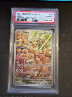 Pokemon TCG Eevee 188/167 IR Twilight Masquerade 2024 Rare PSA 10 Gem Mint - Image 1