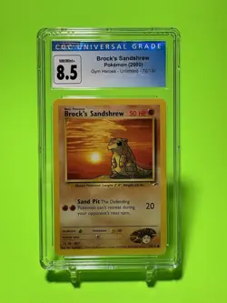 CGC 8.5 Brock's Sandshrew 72/132 Unlimited Gym Heroes Pokemon NM/Mint - Image 1
