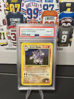 2000 Pokemon Gym Heroes Brock's Rhydon Holo - 2/132 PSA 8 NM-MT - Image 1
