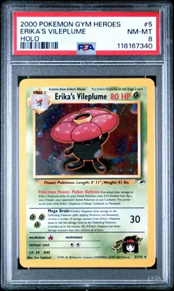 2000 POKEMON GYM HEROES #5 ERIKA'S VILEPLUME HOLO PSA 8 NM-MT - Image 1