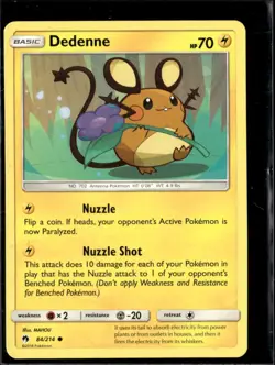 Pokemon Dedenne 84/214 Lost Thunder Non Holo Common 2 Card Lot - Image 1