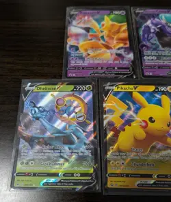 Pokemon TCG V Full Art Rare Card Lot of 5, All Near Mint, sleeved inc. Pikachu - Image 2