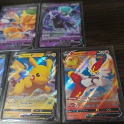 Pokemon TCG V Full Art Rare Card Lot of 5, All Near Mint, sleeved inc. Pikachu - Image 3
