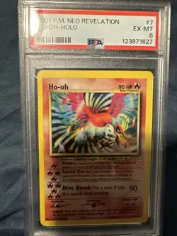 Pokemon Neo Revelation 2001 #7 HO-OH-HOLO Card PSA 6 - Image 1