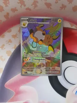 Pokemon TCG sleeping Raichu Card Paldea Evolved Illustration Rare Card 211/193 - Image 1