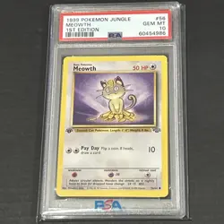 1999 Pokemon Jungle 1st Edition #56 Meowth PSA 10 GEM MINT - Image 1