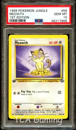 PSA 10 GEM MINT Meowth 56/64 1st Edition Jungle Pokemon Card CS4-966 - Image 2