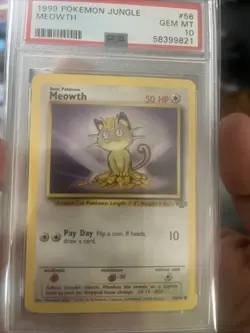 1999 Pokemon Jungle 1st Edition #56 Meowth PSA 10 - Image 1