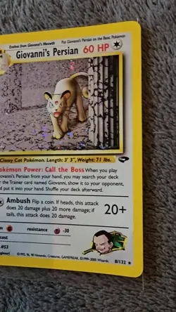 Giovanni's Persian 8/132 Gym Challenge Holo Pokemon Card WOTC 2000 - Excellent - Image 2