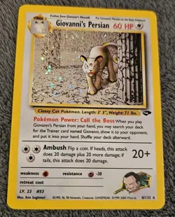 Giovanni's Persian 8/132 Gym Challenge Holo Pokemon Card WOTC 2000 - Excellent - Image 3