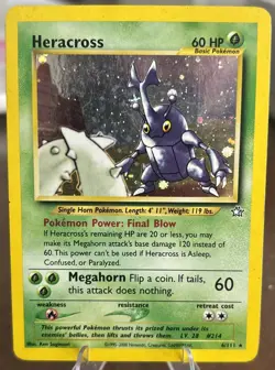 Heracross 6/111 Neo Genesis Holo MP Pokemon TCG Vintage Wizards of the Coast - Image 1