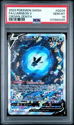 2023 Pokemon Sword And Shield Crown Zenith Fa Lumineon V #GG39 PSA 10 - Image 1