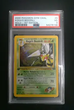 Graded PSA 3 2000 Pokemon Gym Chal. - Koga's Beedrill - HOLO 1st Edition #9 - Image 1