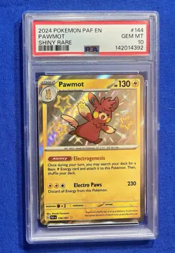 2024 Pokemon SV Paldean Fates PAF EN Pawmot #144 PSA 10 - Image 1