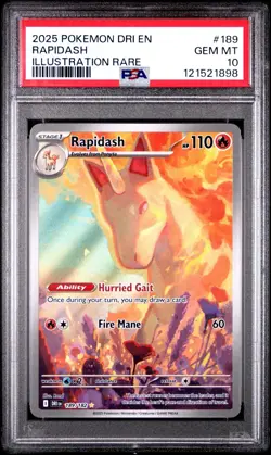 2025 Pokemon SV Destined Rivals Rapidash #189/182 PSA 10 - Image 1