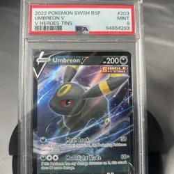 2022 POKEMON SWSH BLACK STAR PROMO V HEROES TINS #203 UMBREON V PSA 9 - Image 2