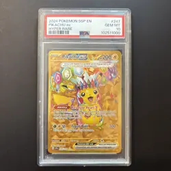 2024 POKEMON SSP EN-SURGING SPARKS HYPER RARE #247 PIKACHU EX PSA 10 - Image 1