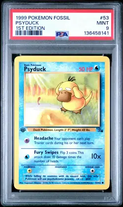 1999 POKEMON FOSSIL 1ST EDITION #53 PSYDUCK PSA 9 - Image 1