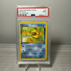 1999 Pokemon 1st Edition Fossil Psyduck | PSA 9 - Image 1