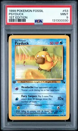 1999 Pokemon 1st Edition Fossil Psyduck | PSA 9 - Image 1