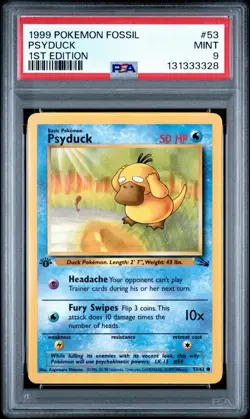 1999 Pokemon 1st Edition Fossil Psyduck | PSA 9 - Image 1