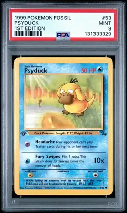 1999 Pokemon 1st Edition Fossil Psyduck | PSA 9 - Image 1