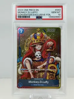 2024 ONE PIECE MONKEY D. LUFFY PSA 10 CONVENTION EXCLUSIVE-FOIL #043 PROMO - Image 1