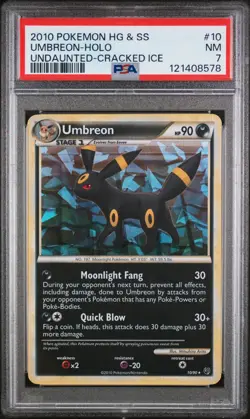 PSA 7 NM Pokemon Umbreon 10/90 HGSS Undaunted Cracked Ice Holo - Image 1